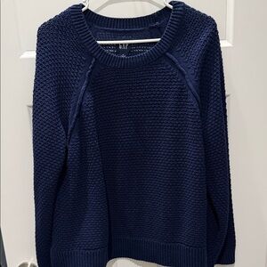 GAP Navy Textured Crewneck Sweater